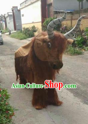 Cosplay Yak Traditional Chinese New Year Stage Performance Brown Costume Complete Set