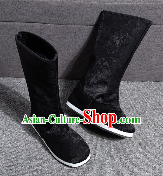 Chinese Traditional Handmade Hanfu Black Boots Ancient Swordsman Shoes for Men