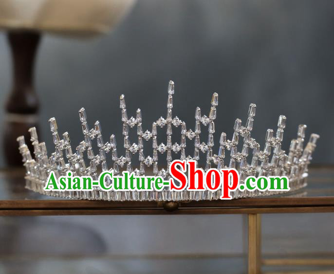 Top Grade Baroque Queen Zircon Royal Crown Wedding Bride Hair Accessories for Women