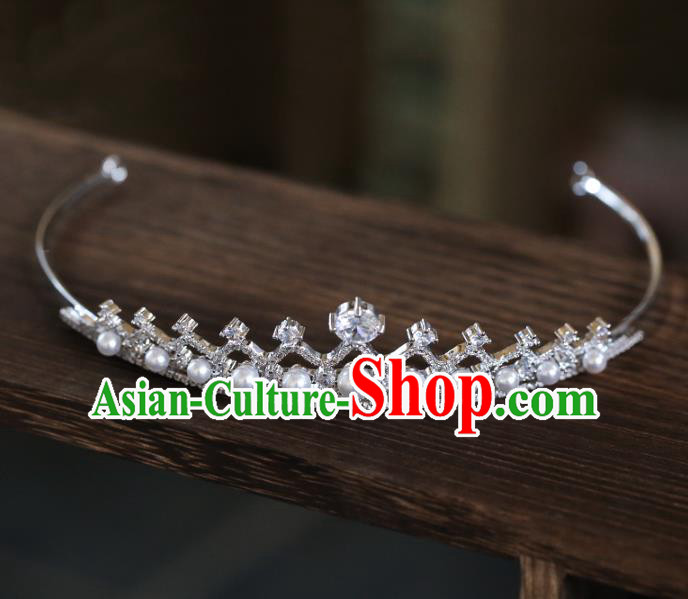 Top Grade Baroque Queen Luxury Zircon Pearls Royal Crown Wedding Bride Hair Accessories for Women