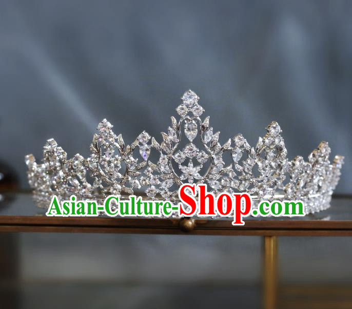 Top Grade Baroque Luxury Zircon Royal Crown Wedding Queen Hair Accessories for Women