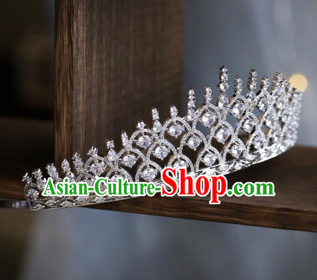 Top Grade Baroque Zircon Royal Crown Wedding Queen Hair Accessories for Women