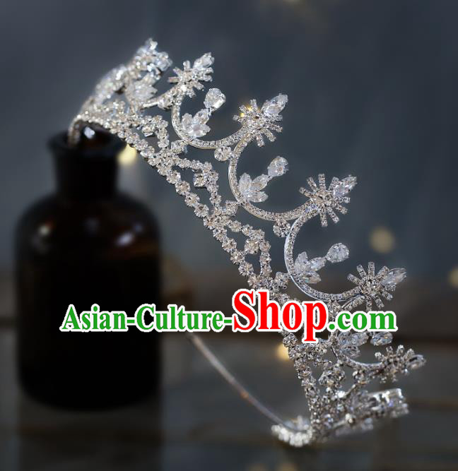 Top Grade Baroque Bride Zircon Royal Crown Wedding Queen Hair Accessories for Women