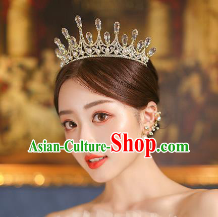 Top Grade Baroque Bride Golden Royal Crown Wedding Queen Hair Accessories for Women