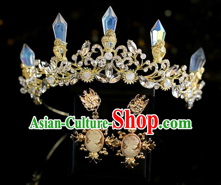 Top Grade Baroque Princess Golden Royal Crown Wedding Queen Hair Accessories for Women