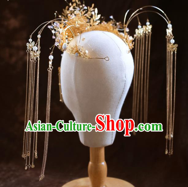 Chinese Ancient Phoenix Coronet Hairpins Bride Headdress Traditional Wedding Hair Accessories for Women