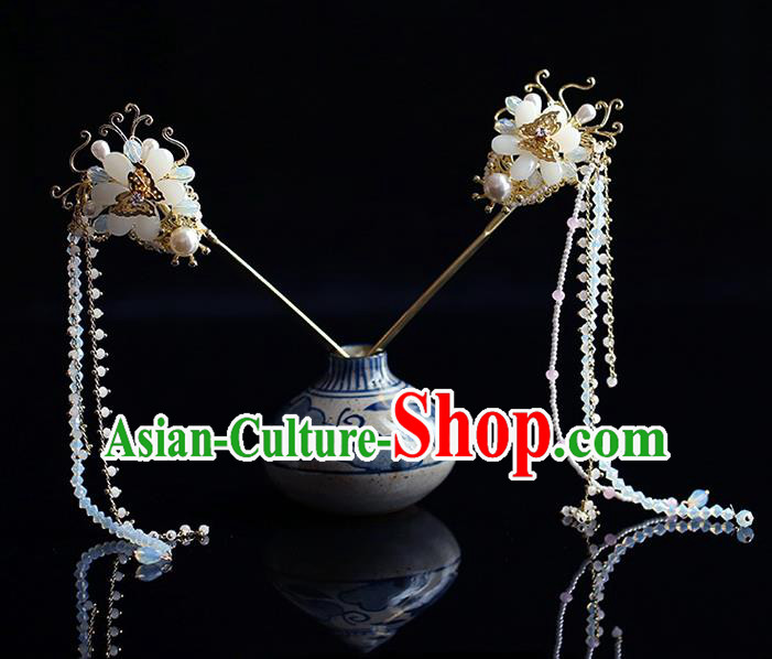 Chinese Traditional Wedding Tassel Hairpins Ancient Bride Hair Accessories for Women