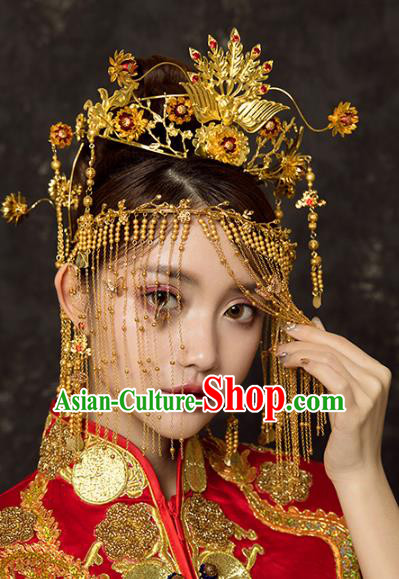 Chinese Wedding Deluxe Phoenix Coronet Headdress Traditional Ancient Bride Hair Accessories for Women