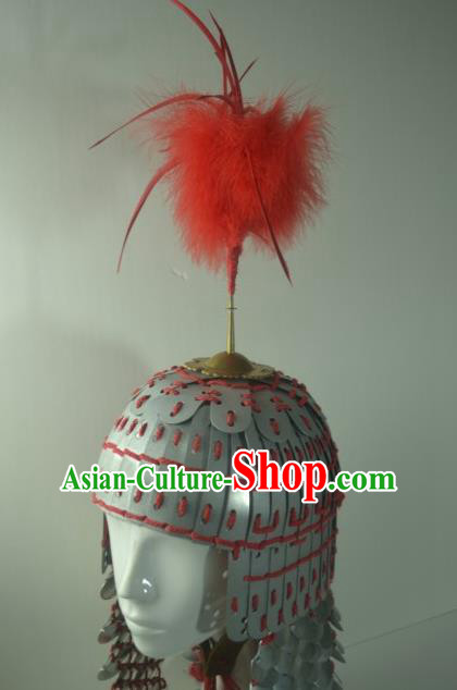 Chinese Traditional Ming Dynasty General Helmet Ancient Soldier Hat Headwear for Men
