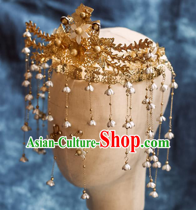 Chinese Traditional Wedding Golden Phoenix Hair Comb Hairpins Ancient Bride Hair Accessories for Women