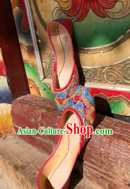 Asian India Traditional Beading Red Shoes Indian Handmade Shoes for Women