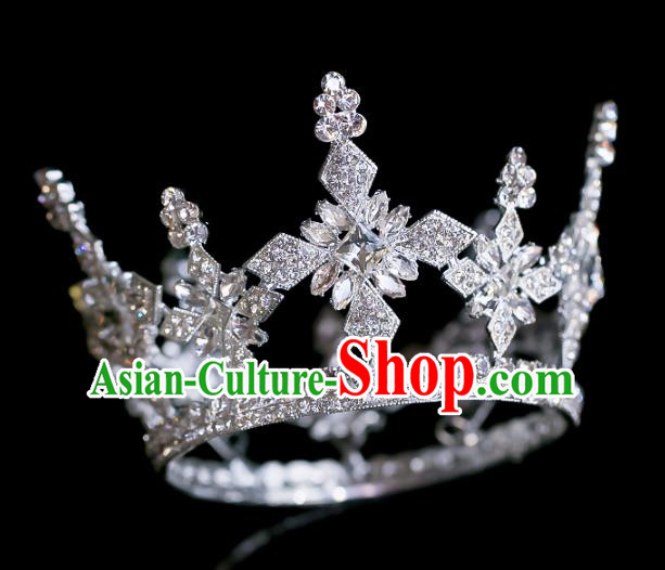Top Grade Baroque Princess Crystal Round Royal Crown Wedding Queen Hair Accessories for Women