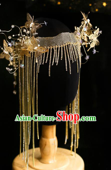 Top Grade Baroque Golden Tassel Hair Clasp Wedding Bride Hair Accessories for Women