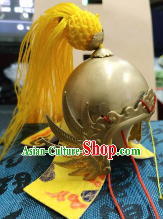 Chinese Traditional Tang Dynasty General Golden Helmet Ancient Soldier Hat Headwear for Men