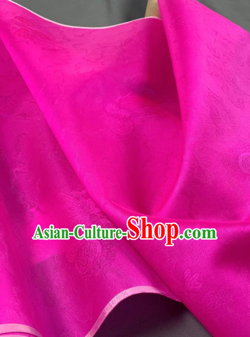 Chinese Traditional Classical Grape Leaf Pattern Design Rosy Silk Fabric Asian Hanfu Material