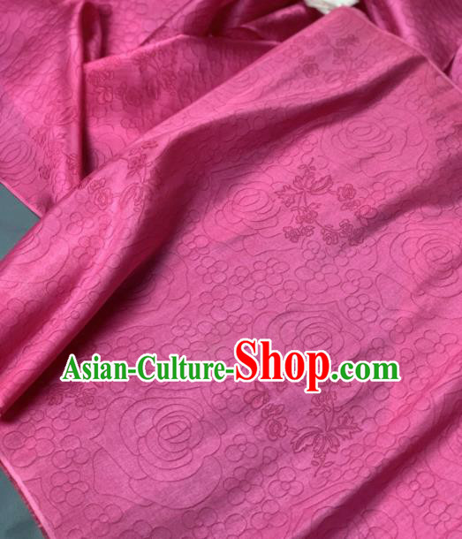 Chinese Traditional Classical Roses Pattern Design Peach Pink Silk Fabric Asian Hanfu Material