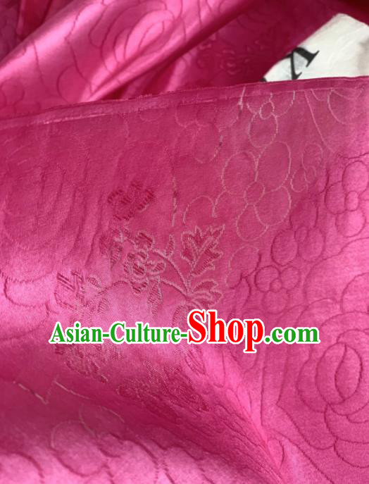 Chinese Traditional Classical Roses Pattern Design Peach Pink Silk Fabric Asian Hanfu Material