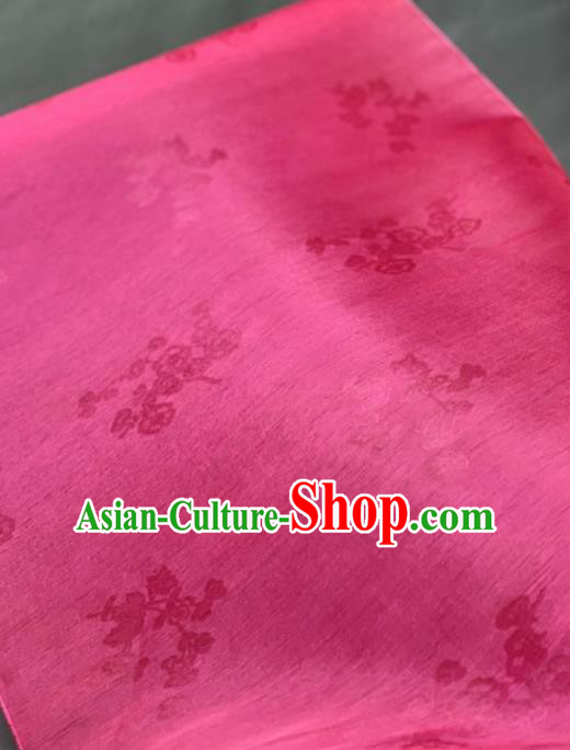 Chinese Traditional Classical Plum Blossom Pattern Design Rosy Silk Fabric Asian Hanfu Material