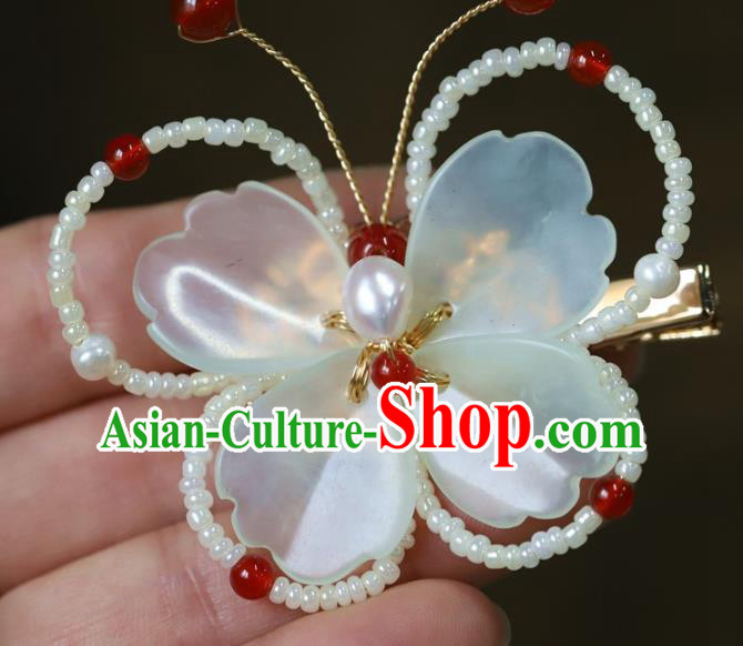 Traditional Chinese Handmade Beads Butterfly Hair Claw Headdress Ancient Hanfu Hair Accessories for Women