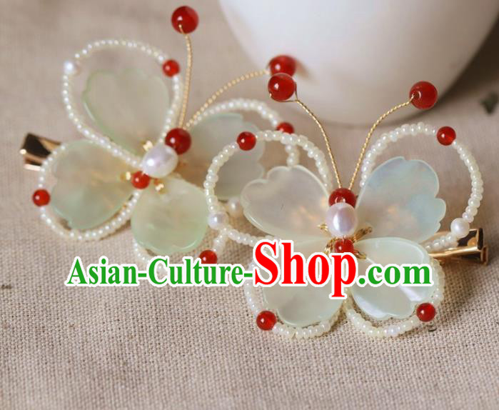 Traditional Chinese Handmade Beads Butterfly Hair Claw Headdress Ancient Hanfu Hair Accessories for Women