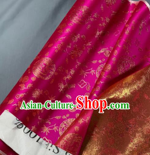 Chinese Classical Bamboo Leaf Pattern Design Rosy Silk Fabric Asian Traditional Hanfu Brocade Material