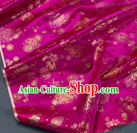 Chinese Classical Chrysanthemum Pattern Design Rosy Silk Fabric Asian Traditional Hanfu Brocade Material