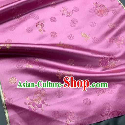 Chinese Classical Longevity Flowers Pattern Design Pink Silk Fabric Asian Traditional Hanfu Brocade Material