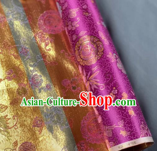 Chinese Classical Bamboo Leaf Pattern Design Purple Silk Fabric Asian Traditional Hanfu Brocade Material
