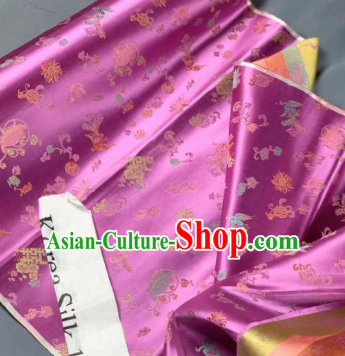 Chinese Classical Phoenix Bamboo Pattern Design Lilac Silk Fabric Asian Traditional Hanfu Brocade Material