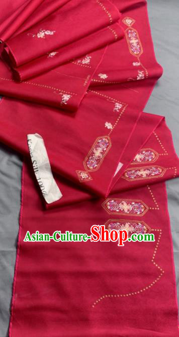 Chinese Classical Embroidered Pattern Design Red Silk Fabric Asian Traditional Hanfu Brocade Material