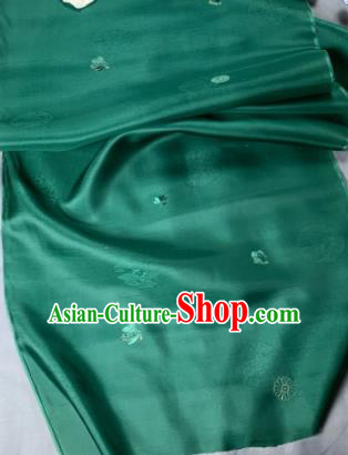Chinese Classical Round Pattern Design Green Silk Fabric Asian Traditional Hanfu Material