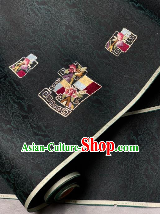 Chinese Classical Cloud Pattern Design Atrovirens Silk Fabric Asian Traditional Hanfu Brocade Material