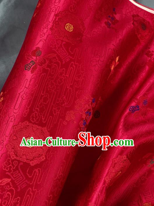 Chinese Classical Pattern Design Red Silk Fabric Asian Traditional Hanfu Brocade Material