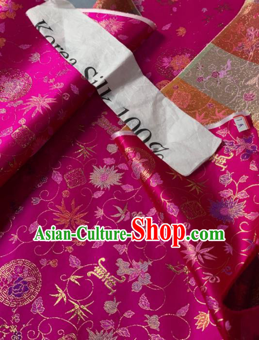 Chinese Classical Twine Chrysanthemum Pattern Design Rosy Silk Fabric Asian Traditional Hanfu Brocade Material