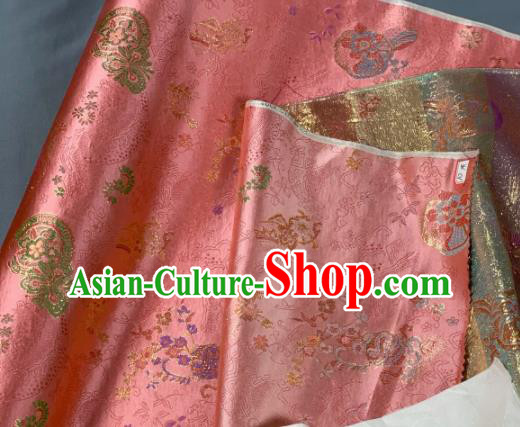 Chinese Classical Plum Blossom Pattern Design Orange Silk Fabric Asian Traditional Hanfu Brocade Material