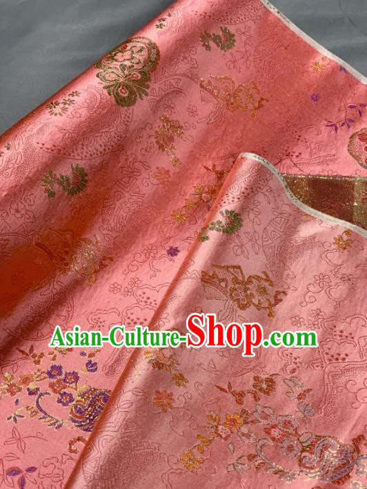 Chinese Classical Plum Blossom Pattern Design Orange Silk Fabric Asian Traditional Hanfu Brocade Material