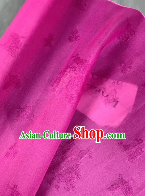 Chinese Classical Plum Pattern Design Rosy Silk Fabric Asian Traditional Hanfu Brocade Material