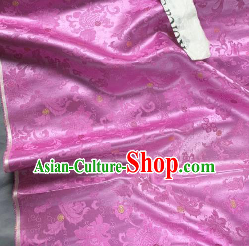 Chinese Classical Peony Pattern Design Lilac Silk Fabric Asian Traditional Hanfu Brocade Material