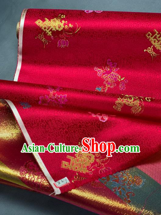 Chinese Classical Wedding Peony Pattern Design Red Silk Fabric Asian Traditional Hanfu Brocade Material
