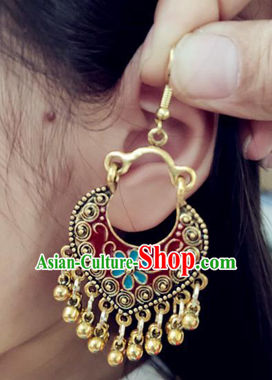 Asian India Traditional Jewelry Indian Handmade Golden Earrings for Women