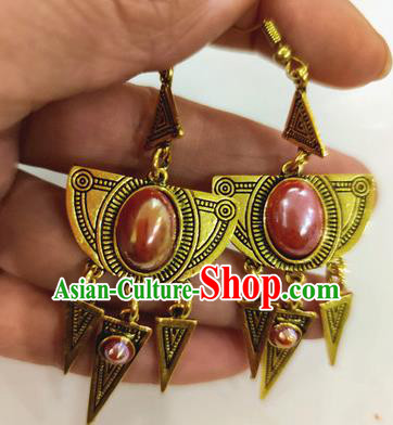 India Traditional Pink Ear Jewelry Asian Indian Handmade Earrings for Women