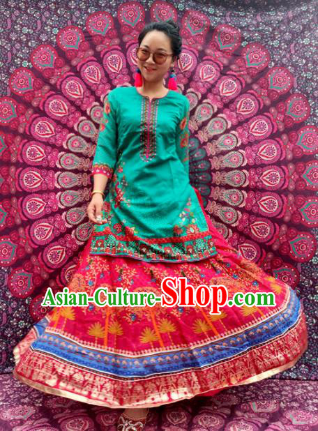 Asian India Traditional Folk Dance Punjab Dress Indian Embroidered Costumes for Women