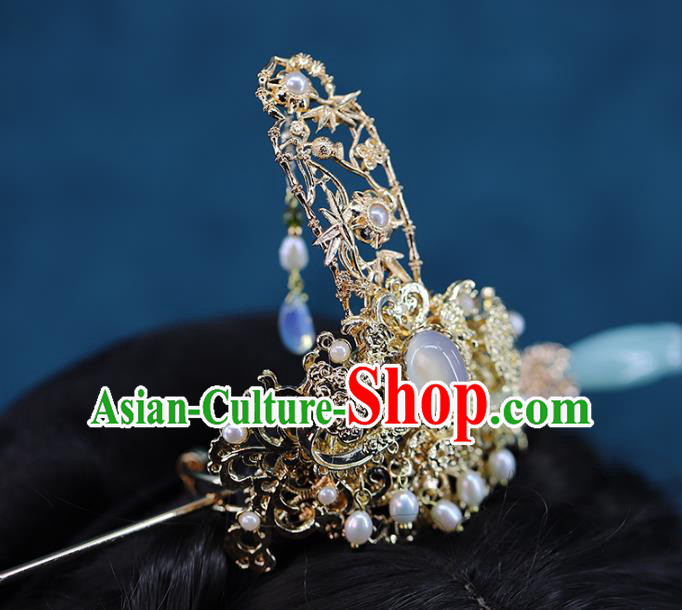 Traditional Chinese Hair Crown and Hairpins Headdress Ancient Swordsman Hair Accessories for Women