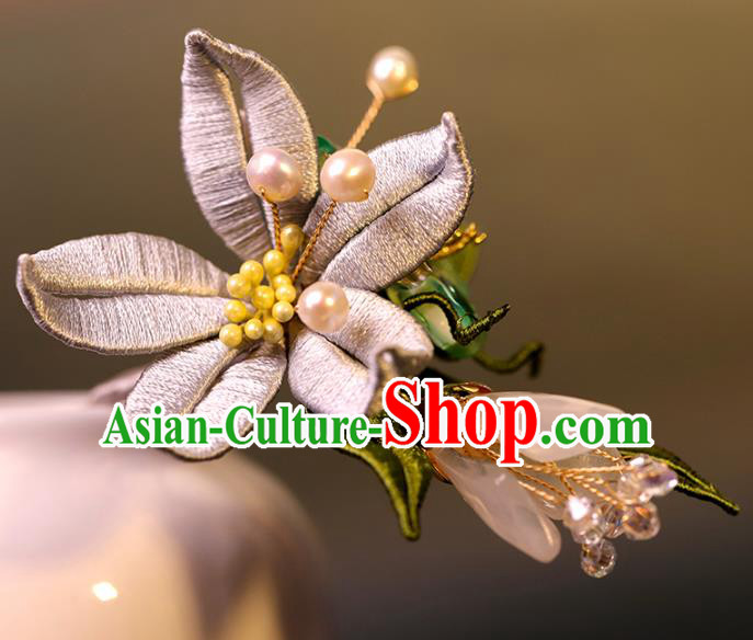 Traditional Chinese Handmade Brass Flowers Hairpin Headdress Ancient Hanfu Hair Accessories for Women