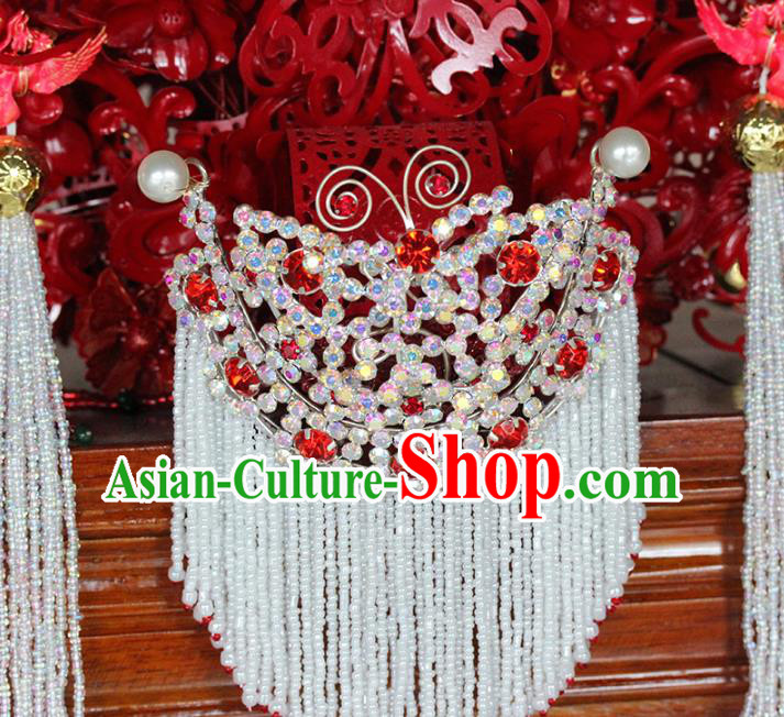 Traditional Chinese Opera Red Phoenix Coronet Hairpins Headdress Ancient Wedding Hair Accessories for Women