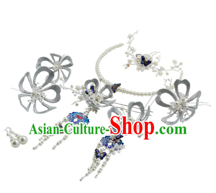 Traditional Chinese Wedding Hair Clasp Tassel Hairpins Headdress Ancient Bride Hair Accessories for Women