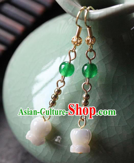 Traditional Chinese Handmade Convallaria Majalis Earrings Ancient Hanfu Ear Accessories for Women