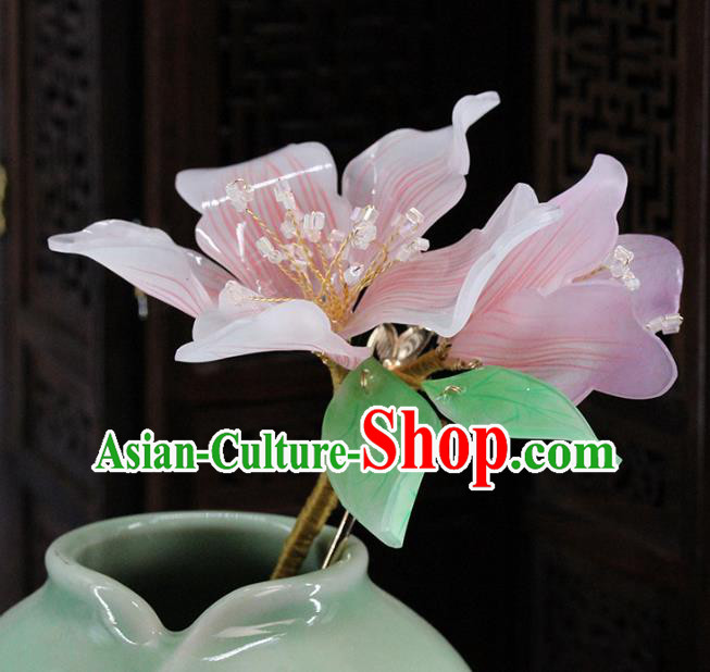 Traditional Chinese Handmade Pink Peach Flowers Hairpins Headdress Ancient Hanfu Hair Accessories for Women