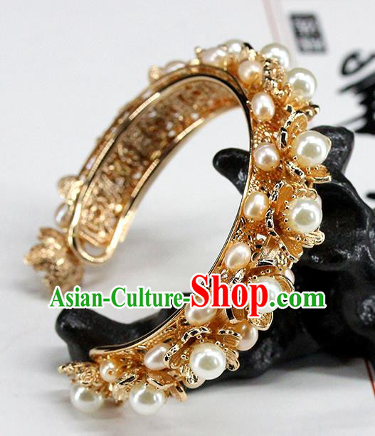 Traditional Chinese Ming Dynasty Pearls Bracelet Ancient Handmade Bangle Accessories for Women