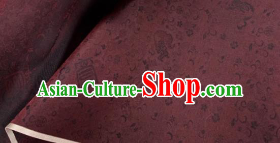 Chinese Traditional Classical Pattern Design Purplish Red Silk Fabric Asian Hanfu Material